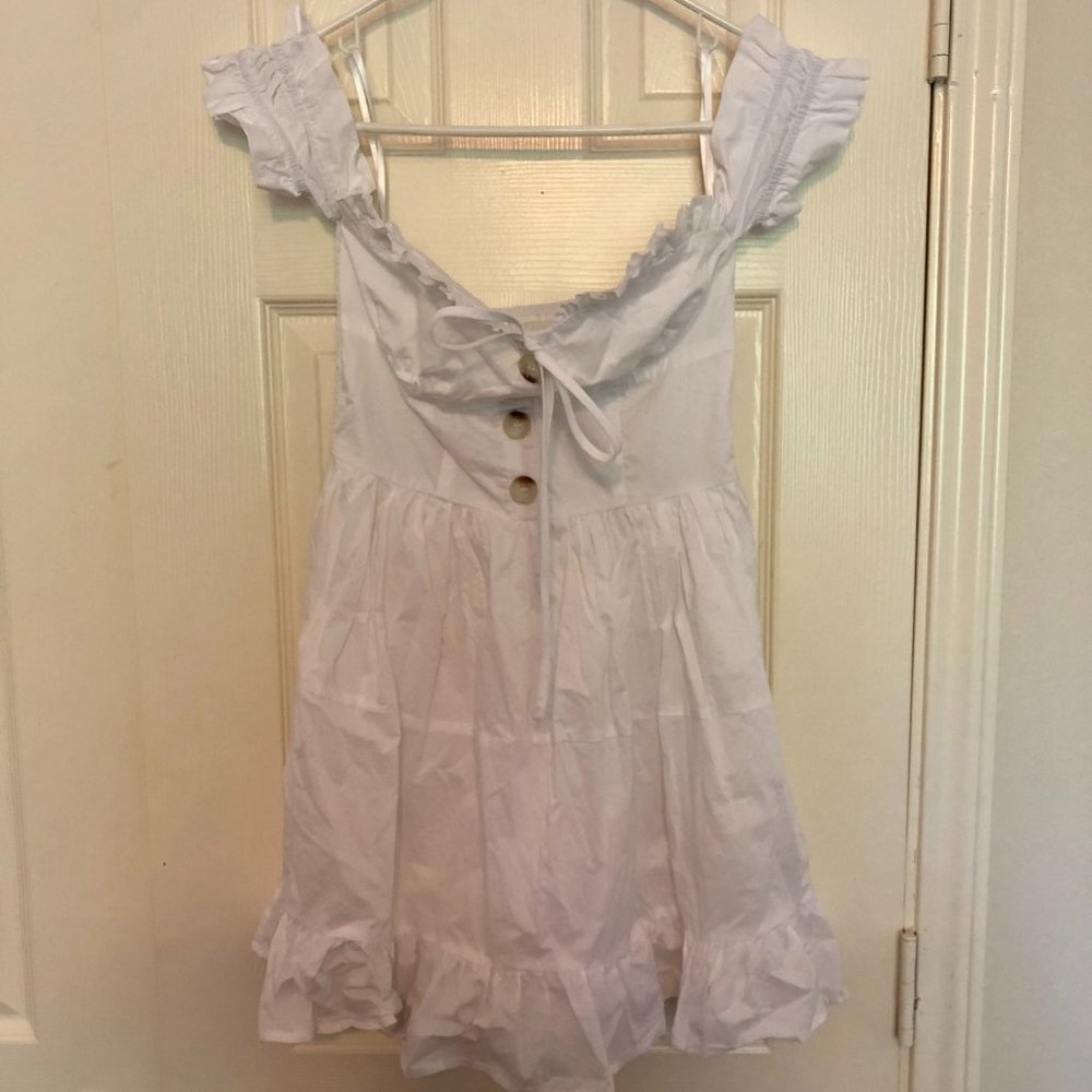The Mykonos Corset Detail Off the Shoulder White Dress - Small